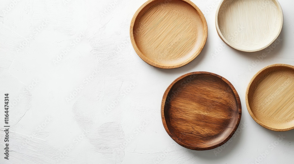 Eco Friendly Kitchen Utensils featuring Bamboo Plates and Recycled Paper Bowls on a White Table Top View for Sustainable Dining Solutions Eco Friendly Kitchen Utensils featuring Bamboo Plates and Recycled Paper Bowls on a White Table Top View for Sustainable Dining Solutions