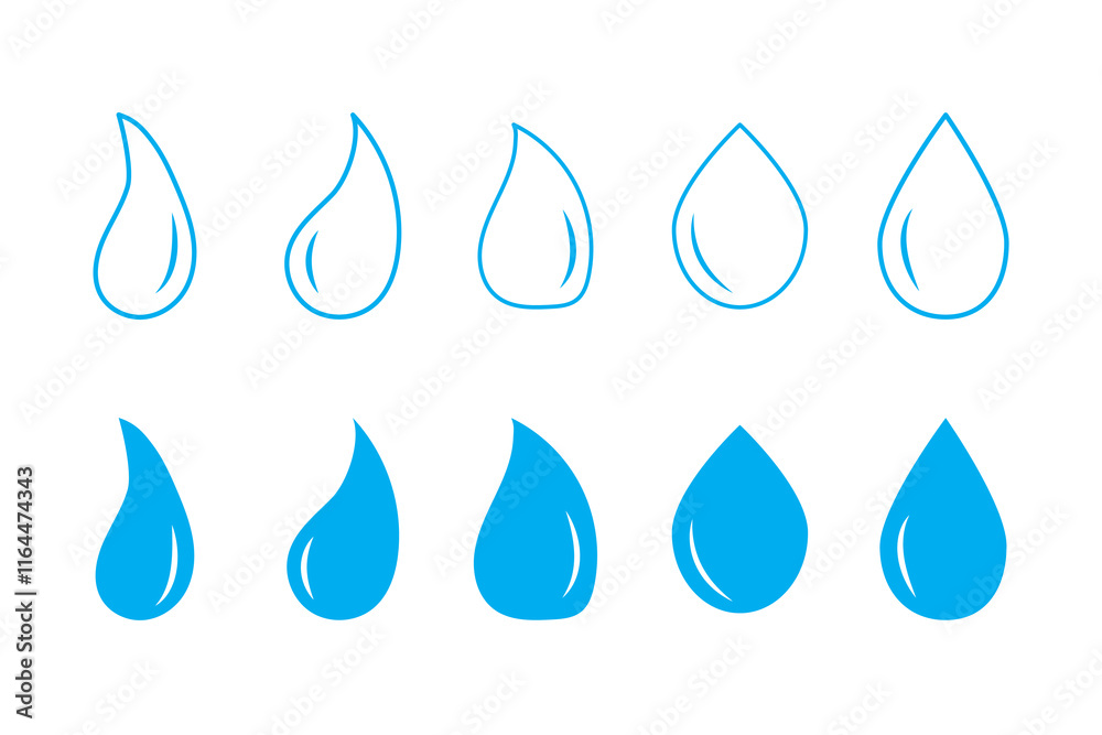 Hand drawn doodle water drop. Water drops icons Hand drawn doodle water drop. Water drops icons