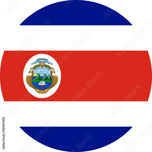 Costa Rica Circle Flag, Circle Flag of Costa Rica, Vector Images