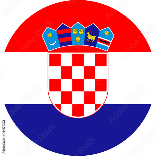 Croatia Circle Flag, Circle Flag of Croatia, Vector Images