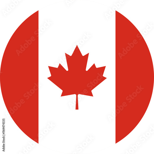 Canada Circle Flag, Circle Flag of Canada, Vector Images