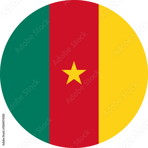 Cameroon Circle Flag, Circle Flag of Cameroon, Vector Images