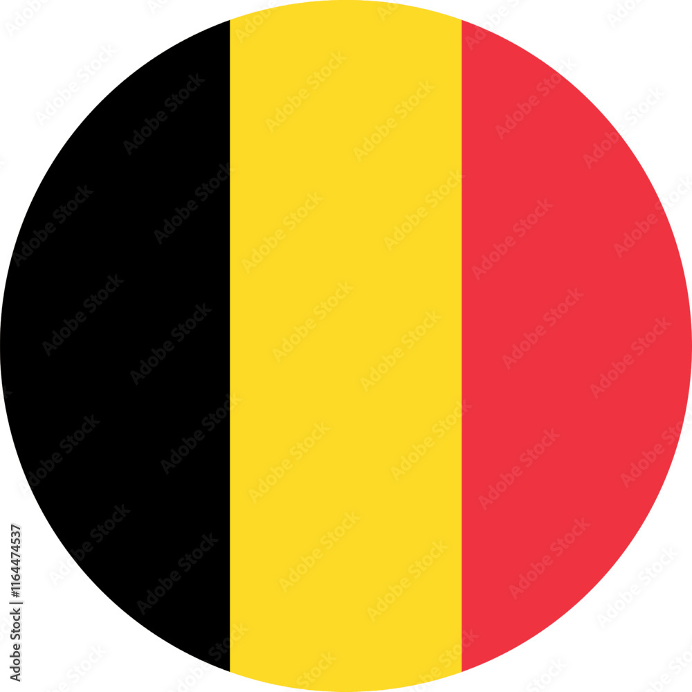 Fototapeta premium Belgium Circle Flag, Circle Flag of Belgium, Vector Images