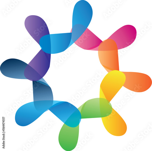 Teamwork businessman unity and cooperation concept created with simple geometric elements as a people crew. Vector icon or logo. Friendship dream team, united crew colorful design