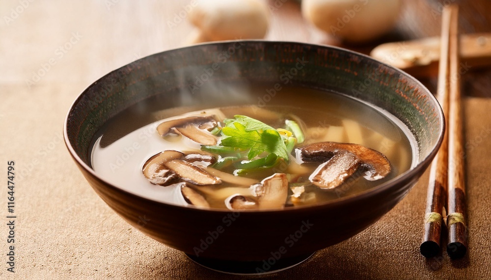 bowl of japanese mushroom soup