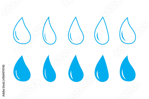 Water drops Vector set outline