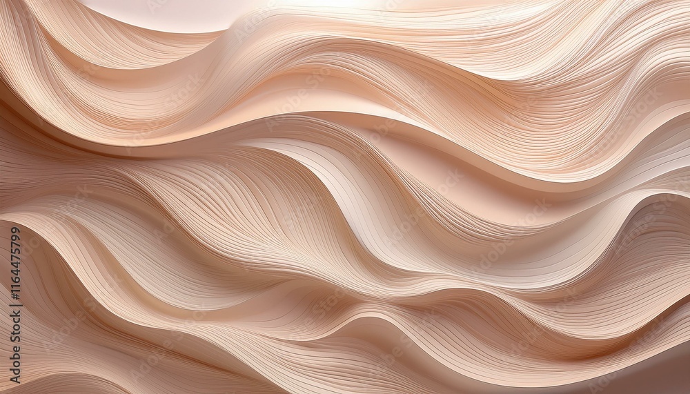 Fototapeta premium soft neutral tones background featuring wavy layers for elegant design projects