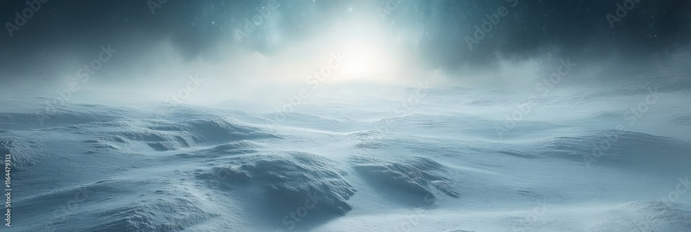 Fototapeta premium A serene winter landscape under a starry sky
