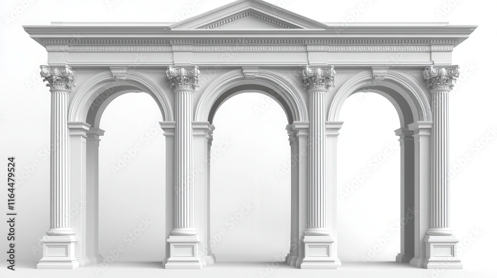 Obraz premium Traditional Archway with White Background Rendered Style