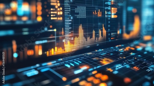 High-Tech Analytics with Bright Glowing Elements
