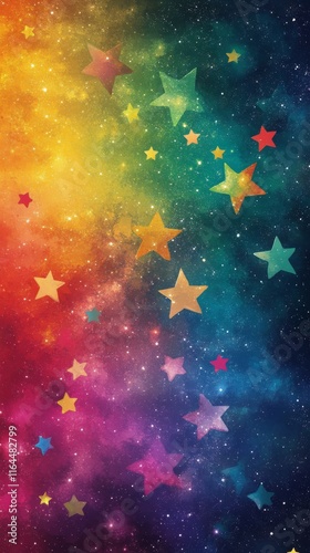 Colorful starry background with vibrant hues creating a magical atmosphere