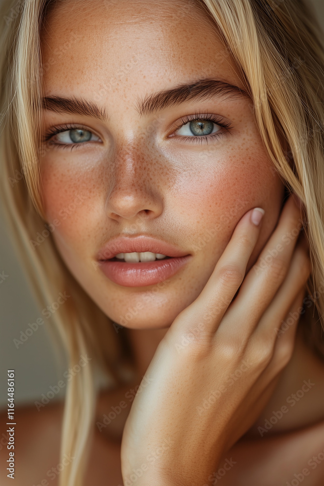 Closeup Portrait of a Beautiful Woman Model with Healthy, Glowing Skin Care Closeup Portrait of a Beautiful Woman Model with Healthy, Glowing Skin Care