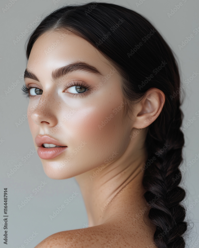 Closeup Portrait of a Beautiful Woman Model with Healthy, Glowing Skin Care Closeup Portrait of a Beautiful Woman Model with Healthy, Glowing Skin Care