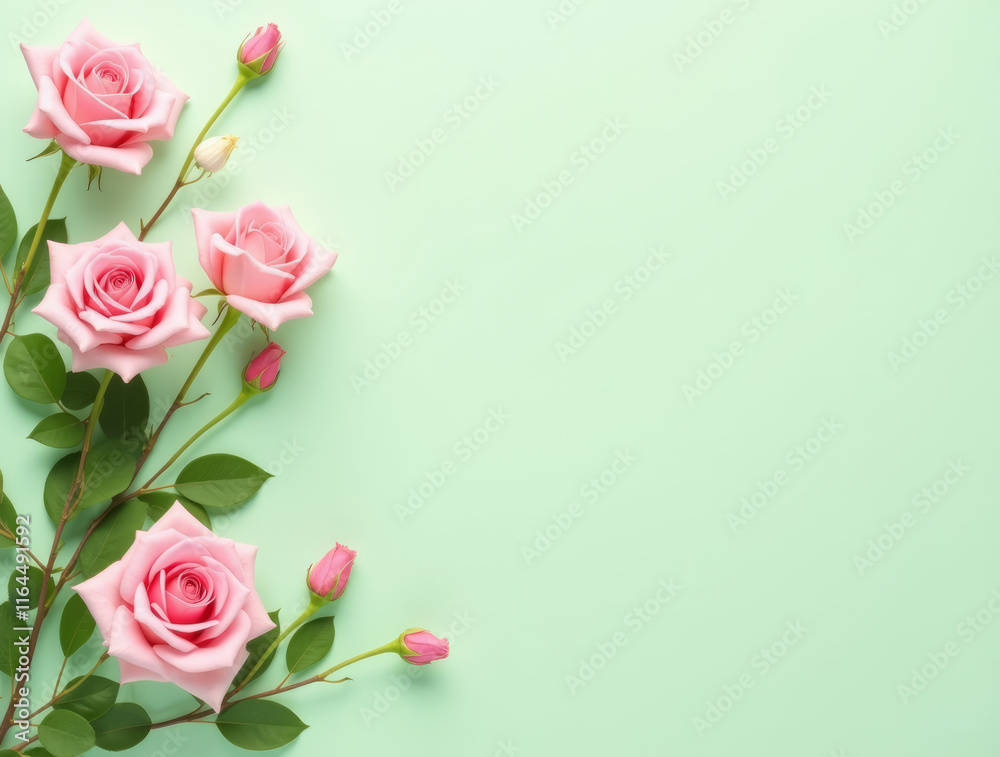 custom made wallpaper toronto digitalA Captivating Diagonal Arrangement of Soft Pink Roses Flowing Gracefully from the Top Left to the Bottom Right, Floral Composition