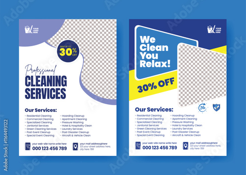 Editable Print flyer for cleaning service agency and housemaid flyer, housekeeper, home maid service flyer or poster,  laundry service flyer or leaflet business marketing advertising design
