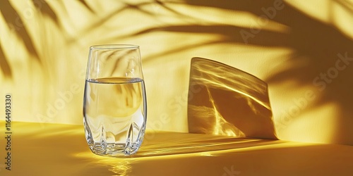 Hydration techniques for optimal wellness, bright yellow background enhances freshness and energy. photo