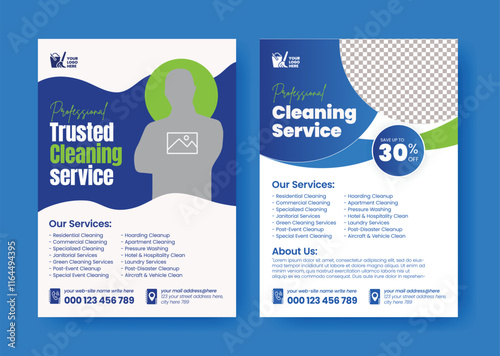 professional cleaning service editable flyer or poster, house cleaning flier, home service leaflet or brochure cover, pool, roof cleaning poster, office cleaning brochure commercial service flyer desi