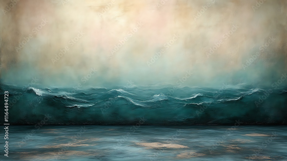 Naklejka premium Abstract Seascape Painting with Textured Background