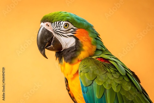 Colorful macaw parrot with vibrant feathers isolated in Studio Background photo