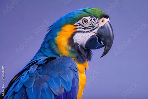 Colorful macaw parrot with vibrant feathers isolated in Studio Background photo