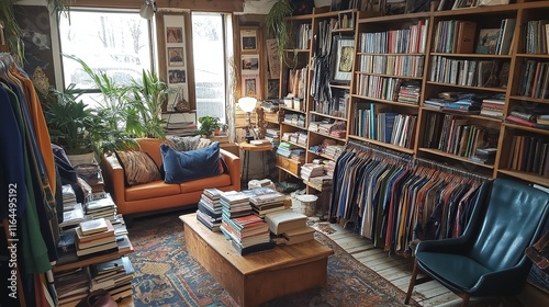 thrift store with a carefully curated selection of secondhand clothing, books, and furniture