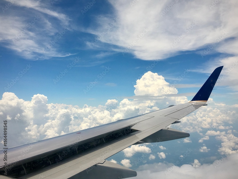 Fototapeta premium Airplane Wing and Clouds 