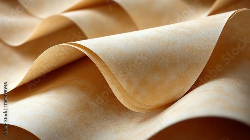 Close-up of wavy, textured beige sheets.