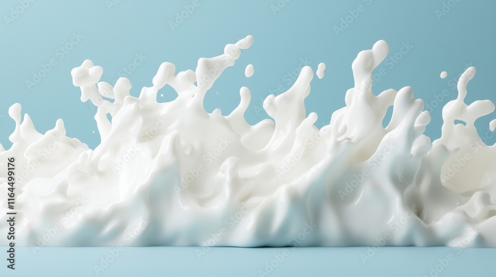 Fresh Milk Splash on Blue Background Captured in High Detail Fresh Milk Splash on Blue Background Captured in High Detail