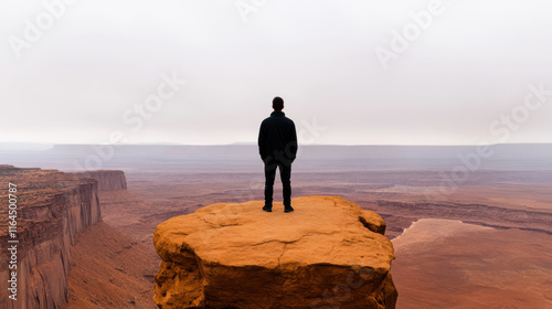 The lonely, A person stands at the edge of a cliff, gazing into the distance, capturing a moment of contemplation and natural beauty against a scenic backdrop.