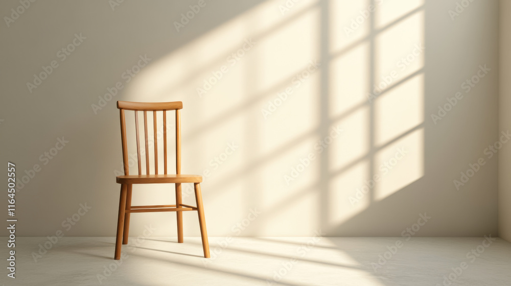 The lonely, A digital image featuring a single chair placed in the center of an empty room, ideal for illustrating minimalism, solitude, or interior design themes. The lonely, A digital image featuring a single chair placed in the center of an empty room, ideal for illustrating minimalism, solitude, or interior design themes.