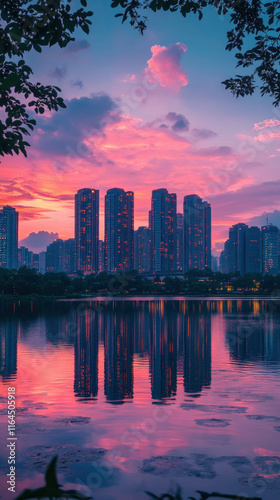 A Vibrant City Skyline Illu...