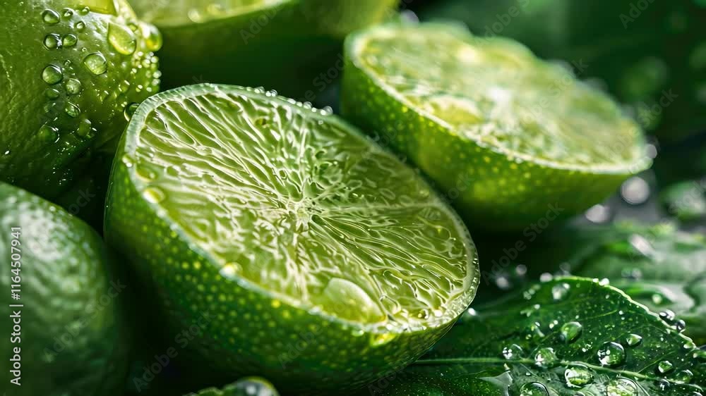 a drop of lime essential oil. Selective focus