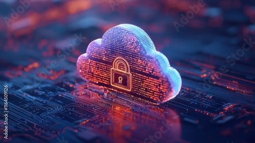 Wallpaper Mural Digital Cloud with Lock Symbol Representing Data Security Concept Torontodigital.ca