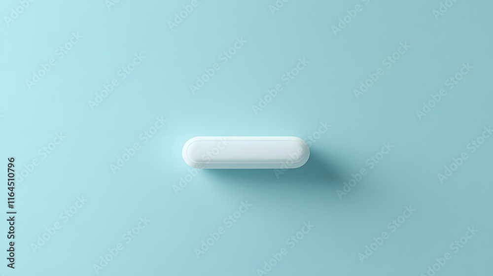 White Capsule Shaped Object on Light Blue Background
