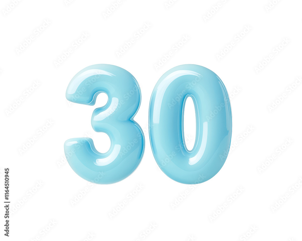 Isolated Light Blue Number 30 Design Isolated Light Blue Number 30 Design