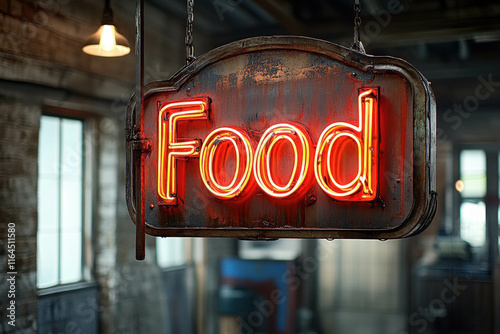 Neon Sign With Text "Food"