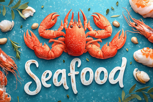 Seafood Text Illustration