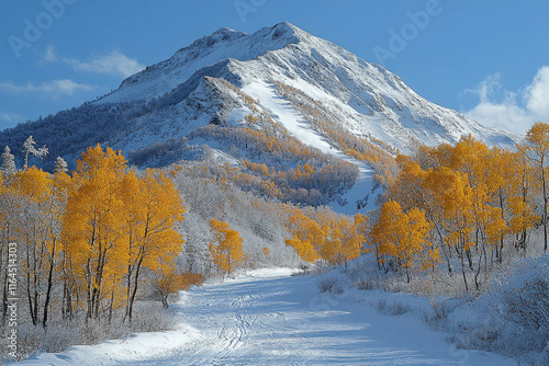 Ski Hill With Blue Sky