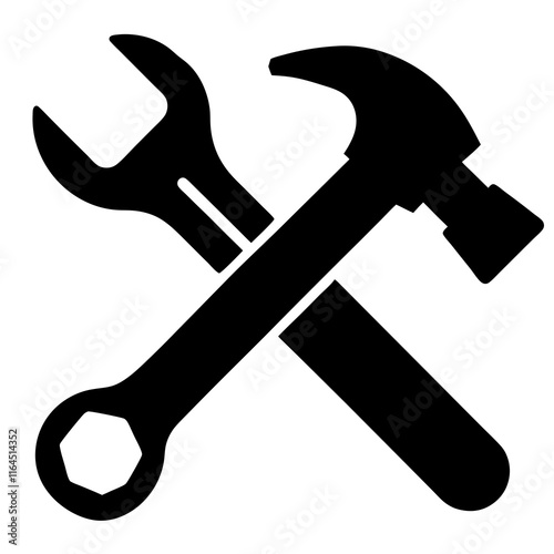 Crossed wrench and hammer icon 