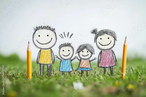 Stick People Family Vector