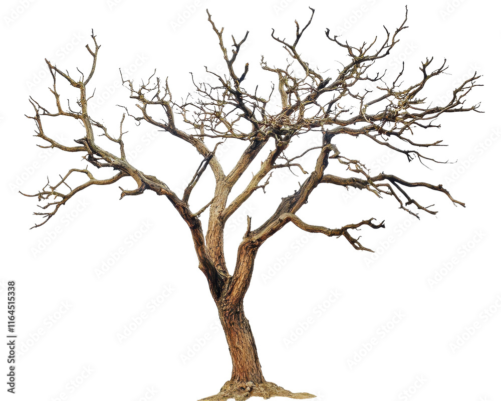 Isolated Dead Tree with Dry Branches and Trunk Isolated Dead Tree with Dry Branches and Trunk