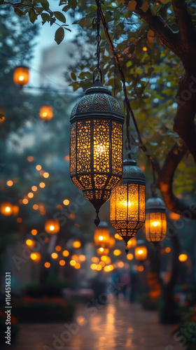 Warm Glowing Lanterns Hangi...