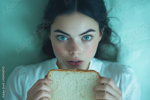 Woman Eating Bread