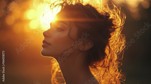 Woman enjoying a sunset on a rooftop with vibrant colors in the background