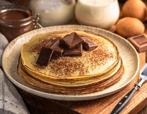 Recette gourmande de crêpes au chocolat pour la chandeleur en février photo