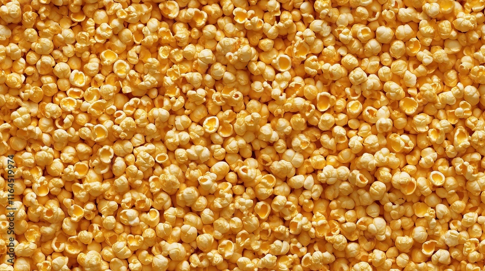top view on yellow popcorn texture background, for pattern overlay