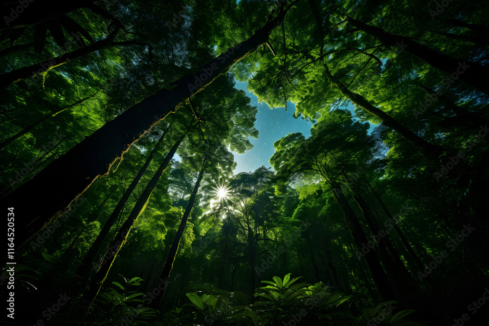 Naklejka premium Enthralling Panoramic View of the Verdant Majesty: Untouched Rainforest Ecosystem