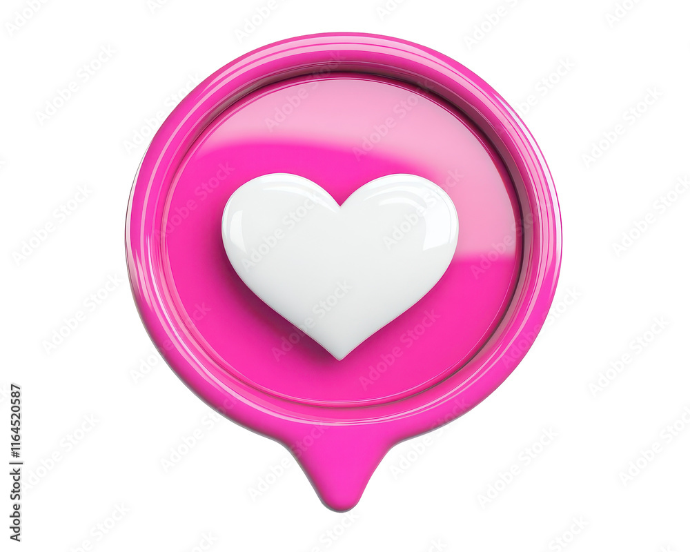 Isolated 3D Pink Heart Like Icon Isolated 3D Pink Heart Like Icon
