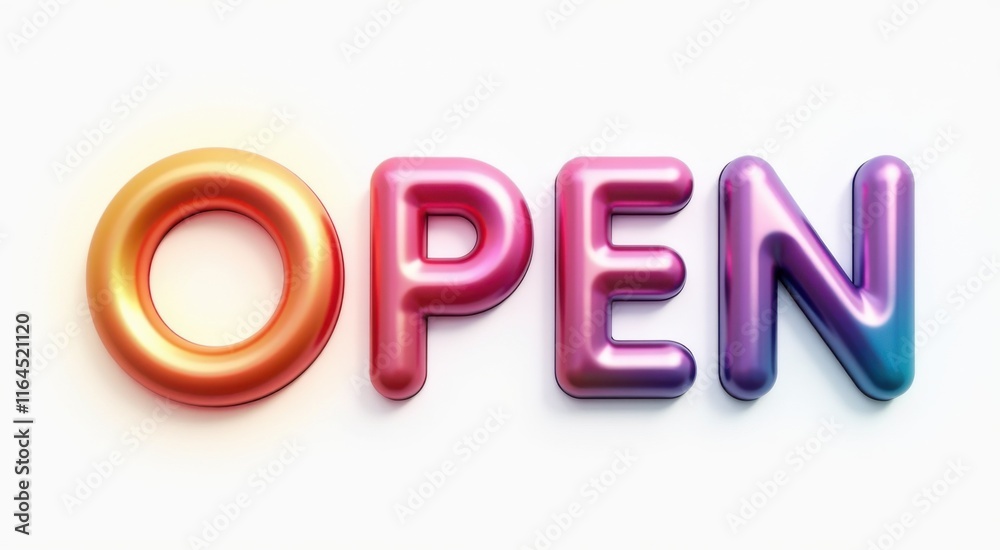 A close up of a colorful open sign on a white surface A close up of a colorful open sign on a white surface