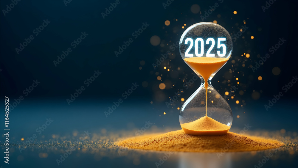 Time Running Out in 2025: An Hourglass with the New Year Time Running Out in 2025: An Hourglass with the New Year